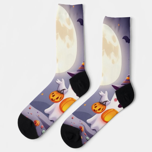 Irresistibly Ghost Socks – Magical Halloween Glow  (Left)