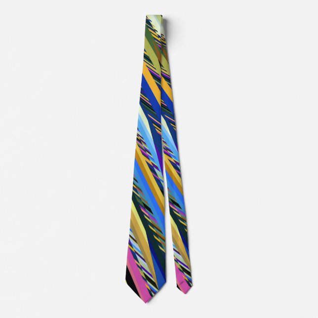 Irridicent Retro Multicolored Stripes Neck Tie (Front)