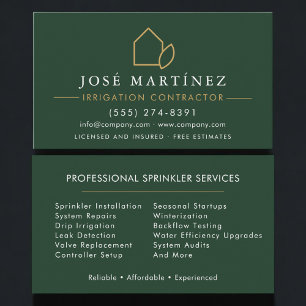 Irrigation Contractor Professional Business Card