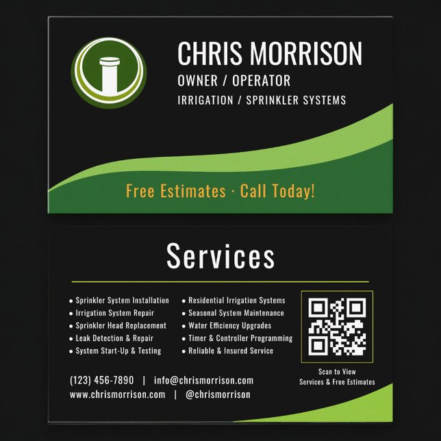 Irrigation Sprinkler Systems QR Code Business Card (Creator Uploaded)