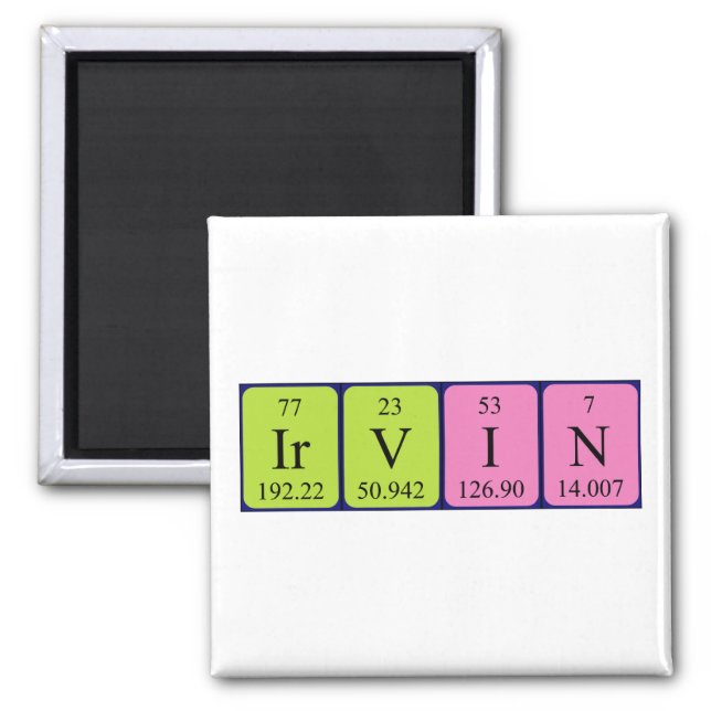 Irvin periodic table name magnet (Front)