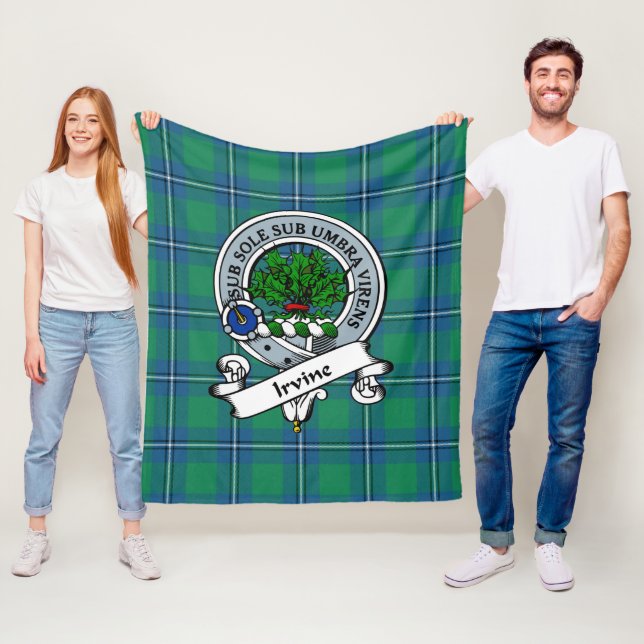 Irvine Ancient Clan Badge Tartan Plaid Fleece Blanket (In Situ)