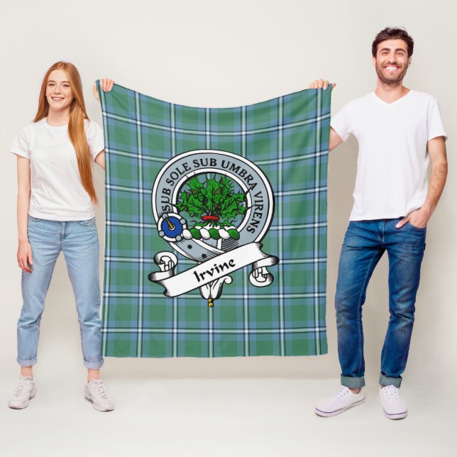 Irvine Clan Badge Tartan Plaid Fleece Blanket (In Situ)