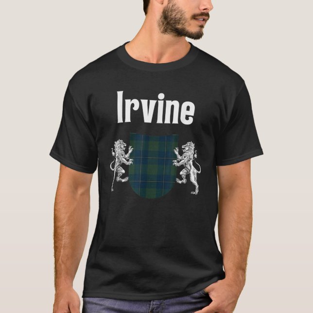 Irvine Clan Scottish Name Coat Of Arms Tartan T Sh T-Shirt (Front)