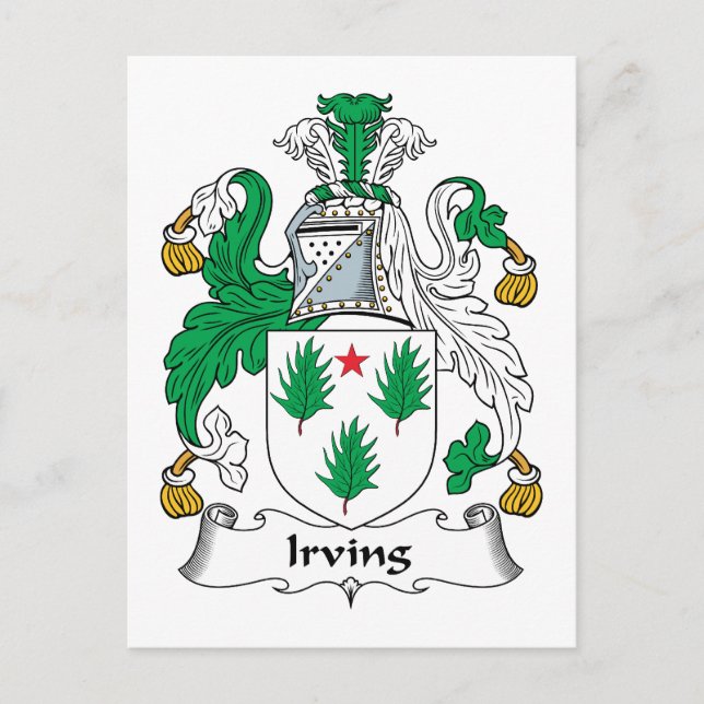 Irving Family Crest Postcard (Front)