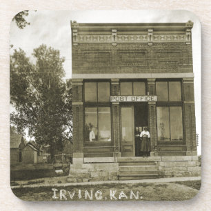 IRVING KANSAS POST OFFICE PHOTO MARSHALL COUNTY KS COASTER