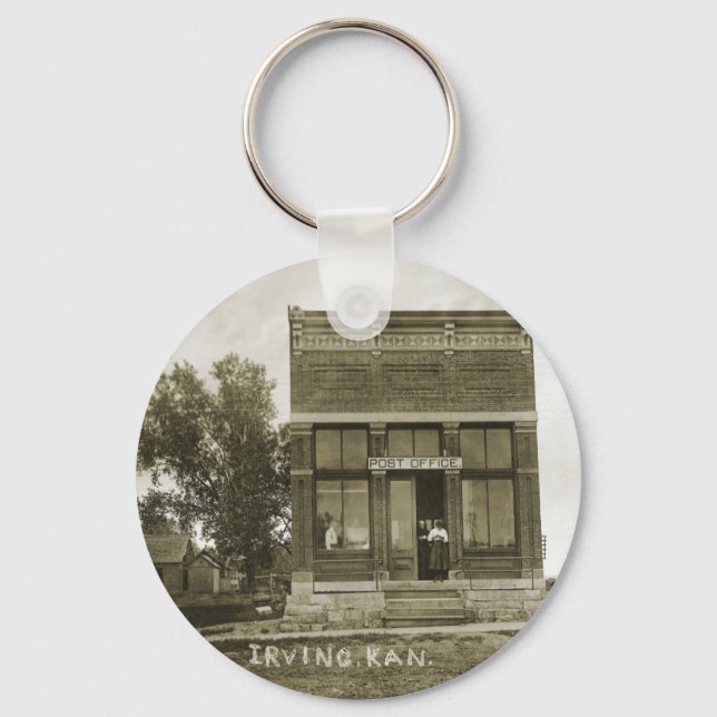IRVING KANSAS POST OFFICE PHOTO MARSHALL COUNTY KS KEY RING (Front)