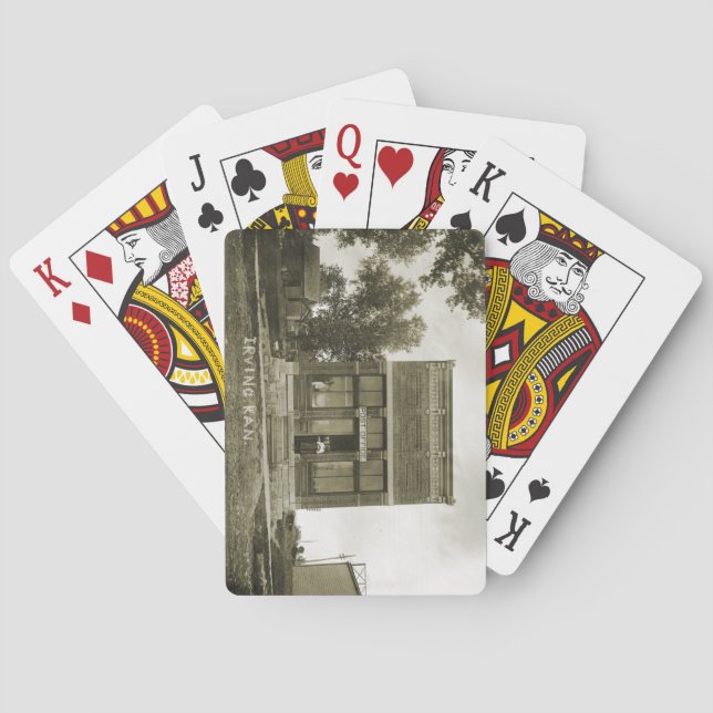 IRVING KANSAS POST OFFICE PHOTO MARSHALL COUNTY KS PLAYING CARDS (Back)