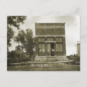 IRVING KANSAS POST OFFICE PHOTO MARSHALL COUNTY KS POSTCARD