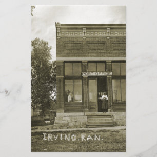 IRVING KANSAS POST OFFICE PHOTO MARSHALL COUNTY KS STATIONERY