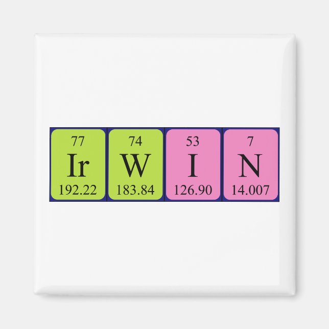 Irwin periodic table name magnet (Front)