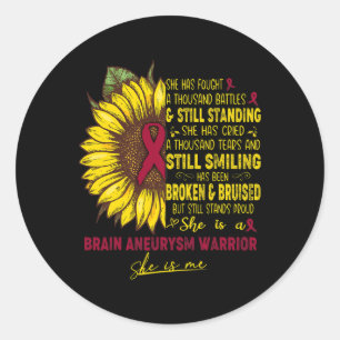 Is A Brain Aneurysm Warrior She Is Me Classic Round Sticker