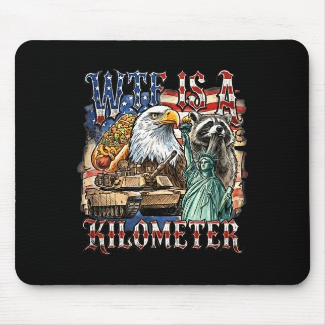 Is a kilometre funny 4th of july founding father  mouse mat (Front)
