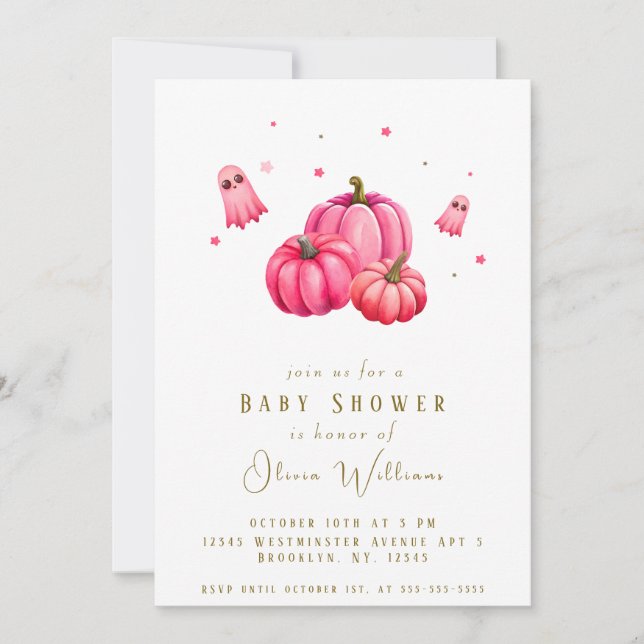 Is Almost Due Little Boo Halloween Baby Shower Invitation (Front)