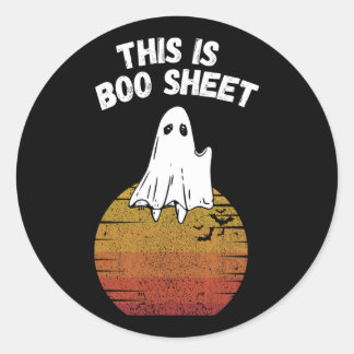 Is Boo Sheet Ghost Retro Halloween Easy Costume  Classic Round Sticker