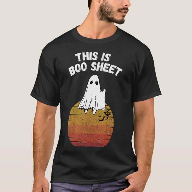 Is Boo Sheet Ghost Retro Halloween Easy Costume  T-Shirt (Front)