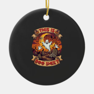 Is Boo Sheet Halloween Ghost Cemetery Pumpkins_1 Ceramic Tree Decoration