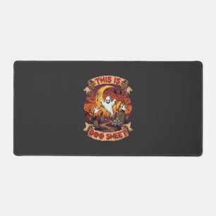 Is Boo Sheet Halloween Ghost Cemetery Pumpkins_1 Desk Mat