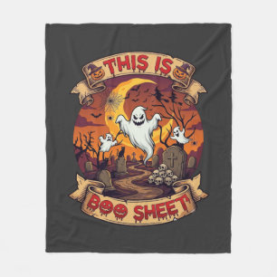 Is Boo Sheet Halloween Ghost Cemetery Pumpkins_1 Fleece Blanket