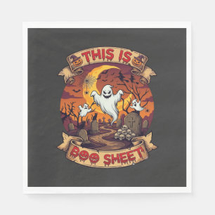 Is Boo Sheet Halloween Ghost Cemetery Pumpkins_1 Napkin