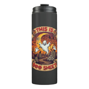 Is Boo Sheet Halloween Ghost Cemetery Pumpkins_1 Thermal Tumbler