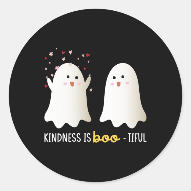 Is Boo-tiful Teacher Cute Ghost Bootiful Halloween Classic Round Sticker (Front)