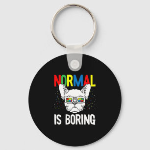 Is Boring Autism Awareness French Bulldog Dog Puzz Key Ring