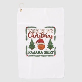 Is Christmas Pajama Basketball Santa Hat Trees Golf Towel