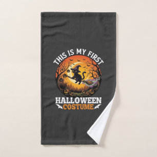 Is First Halloween Costume Black Cat Broom_1 Hand Towel