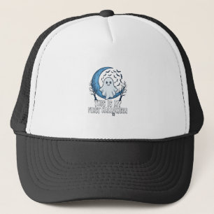 Is First Halloween Ghost Crescent Moon Bats_1 Trucker Hat