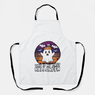 Is First Halloween Ghost Pumpkin Hat Bats_1 Apron