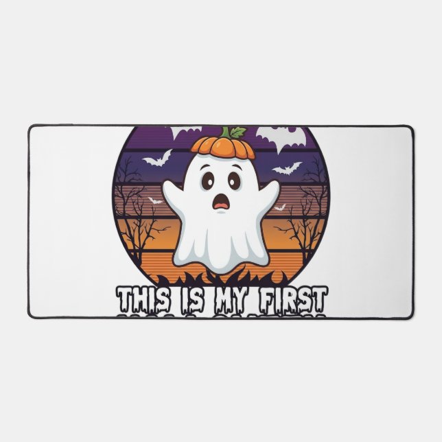 Is First Halloween Ghost Pumpkin Hat Bats_1 Desk Mat (Front)