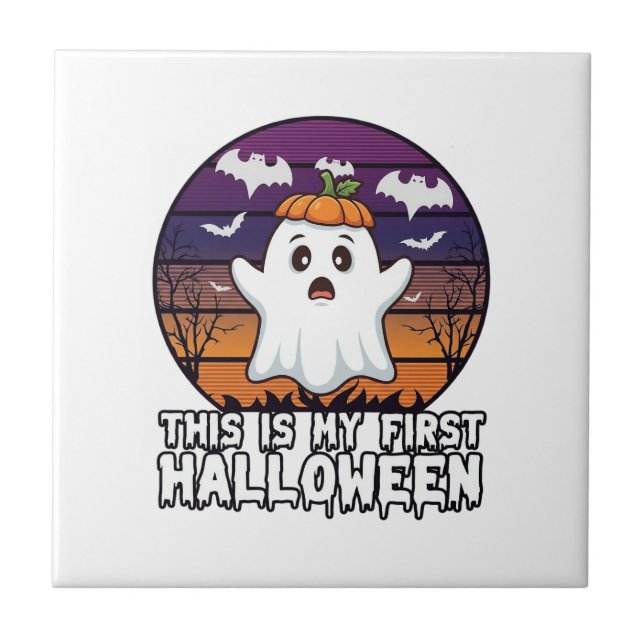 Is First Halloween Ghost Pumpkin Hat Bats_1 Tile (Front)