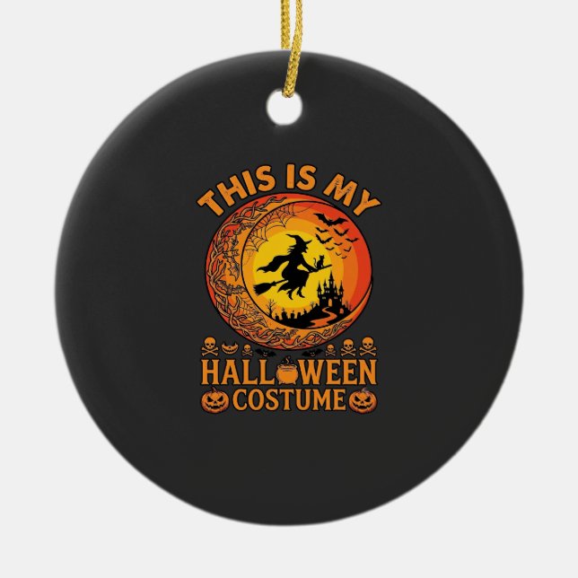 Is Halloween Costume Witch Castle Cauldron Ceramic Tree Decoration (Front)