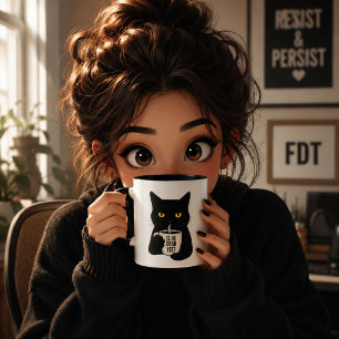 Is He Dead Yet? Black Cat Mug   Funny Political