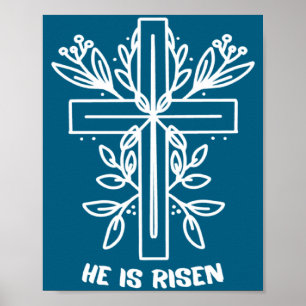 Is He Risen Cross Jesus Religious Poster