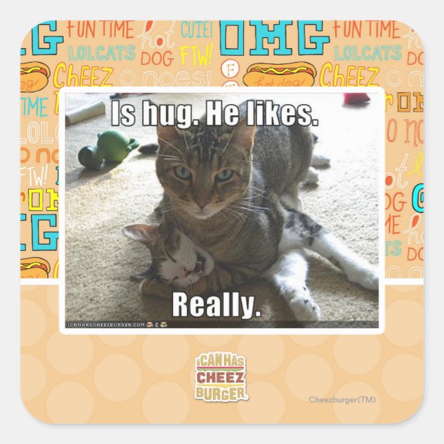 Is hug. He likes. Square Sticker (Front)