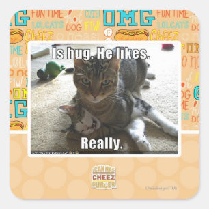 Is hug. He likes. Square Sticker
