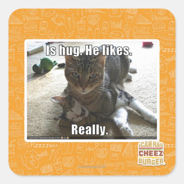 Is hug. He likes. Square Sticker (Front)