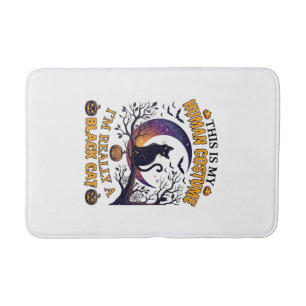 Is Human Costume Black Cat Halloween Moon_1 Bath Mat