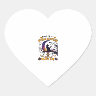 Is Human Costume Black Cat Halloween Moon_1 Heart Sticker