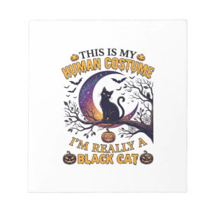 Is Human Costume Black Cat Halloween Moon_1 Notepad