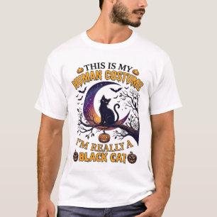 Is Human Costume Black Cat Halloween Moon_1 T-Shirt