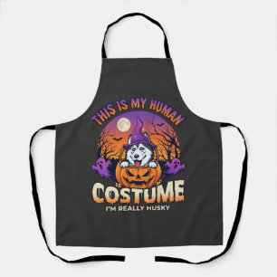 Is Human Costume Husky Pumpkin Halloween Ghosts_1 Apron