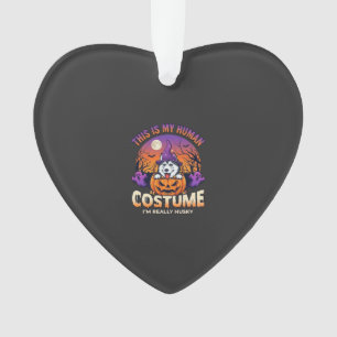 Is Human Costume Husky Pumpkin Halloween Ghosts_1 Ornament