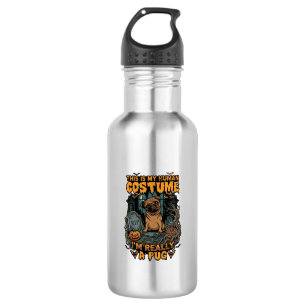 Is Human Costume Pug Halloween Pumpkin Tombstone_1 532 Ml Water Bottle