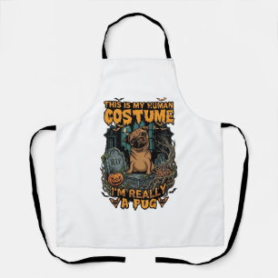 Is Human Costume Pug Halloween Pumpkin Tombstone_1 Apron