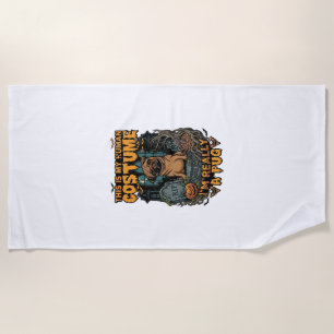 Is Human Costume Pug Halloween Pumpkin Tombstone_1 Beach Towel