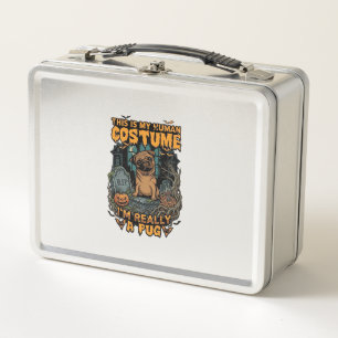 Is Human Costume Pug Halloween Pumpkin Tombstone_1 Metal Lunch Box
