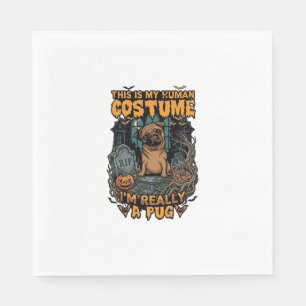 Is Human Costume Pug Halloween Pumpkin Tombstone_1 Napkin